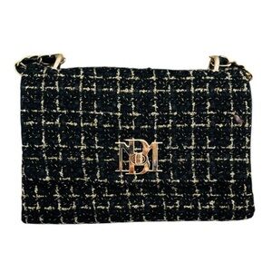 Badgley Mischka NWT Black and Gold Tweed Clutch